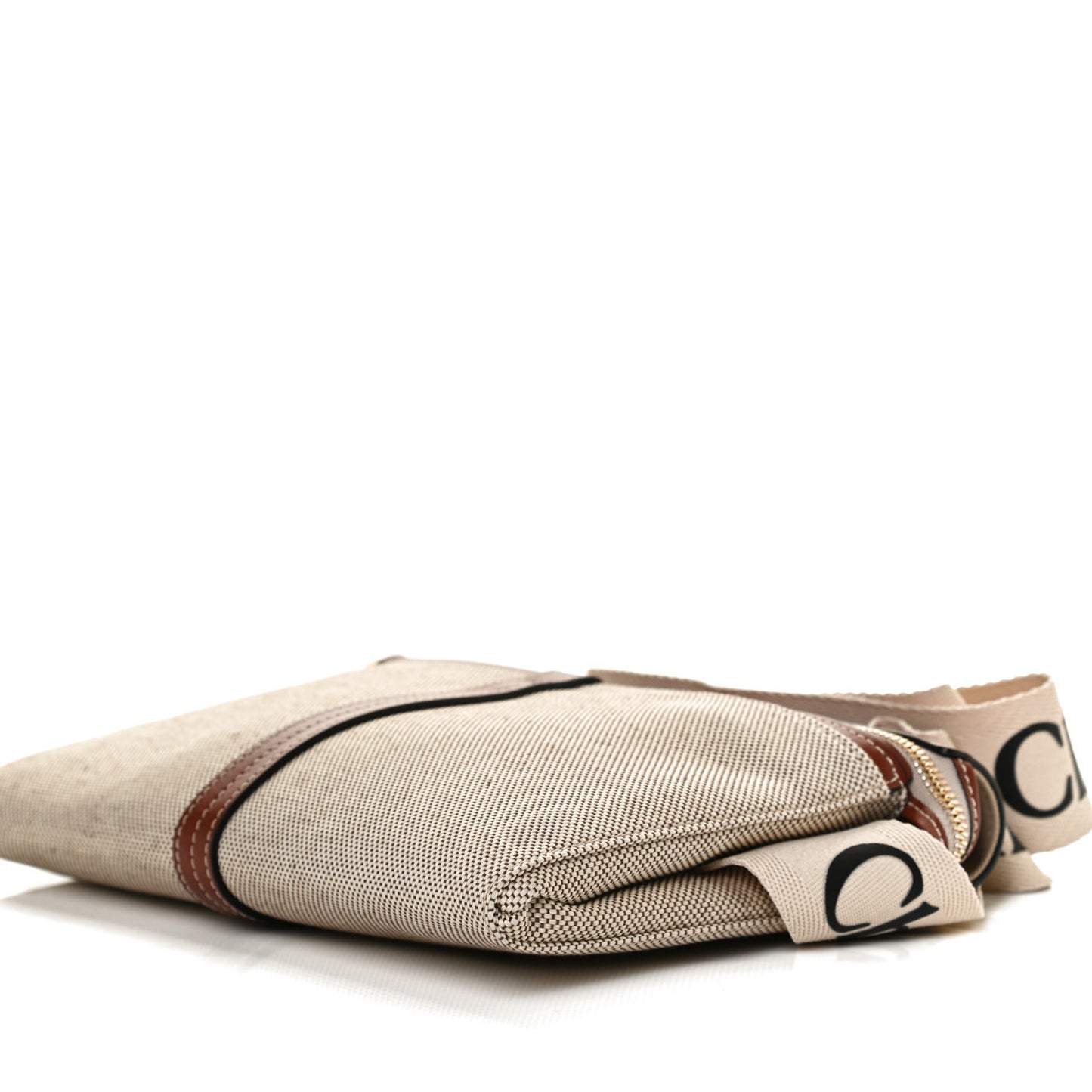 Cotton Calfskin Woody Belt Bag Beige Brown