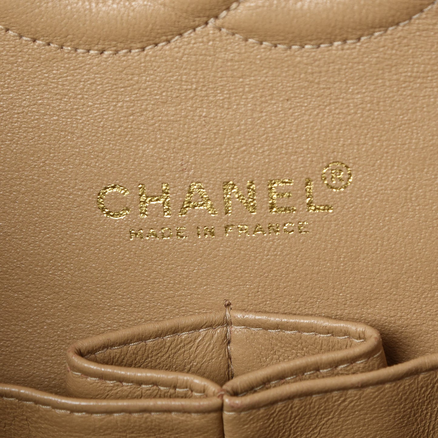 Caviar Quilted Medium Double Flap Beige
