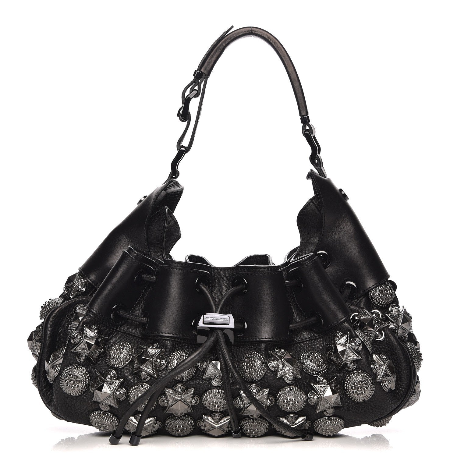 Burberry Calfskin Mason Warrior Studded Hobo Black 1 of 9