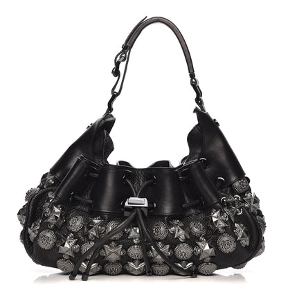 Burberry Calfskin Mason Warrior Studded Hobo Black 1 of 9