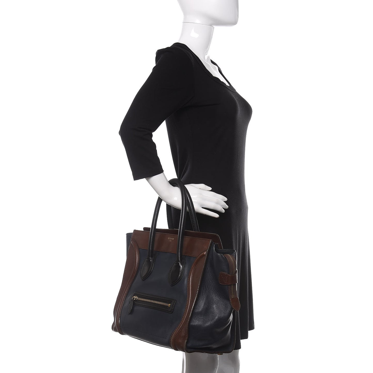 Smooth Calfskin Mini Tri-Color Luggage Navy