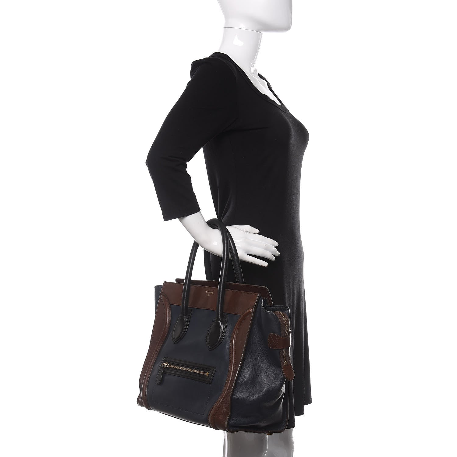 Celine Smooth Calfskin Mini Tri-Color Luggage Navy 2 of 12