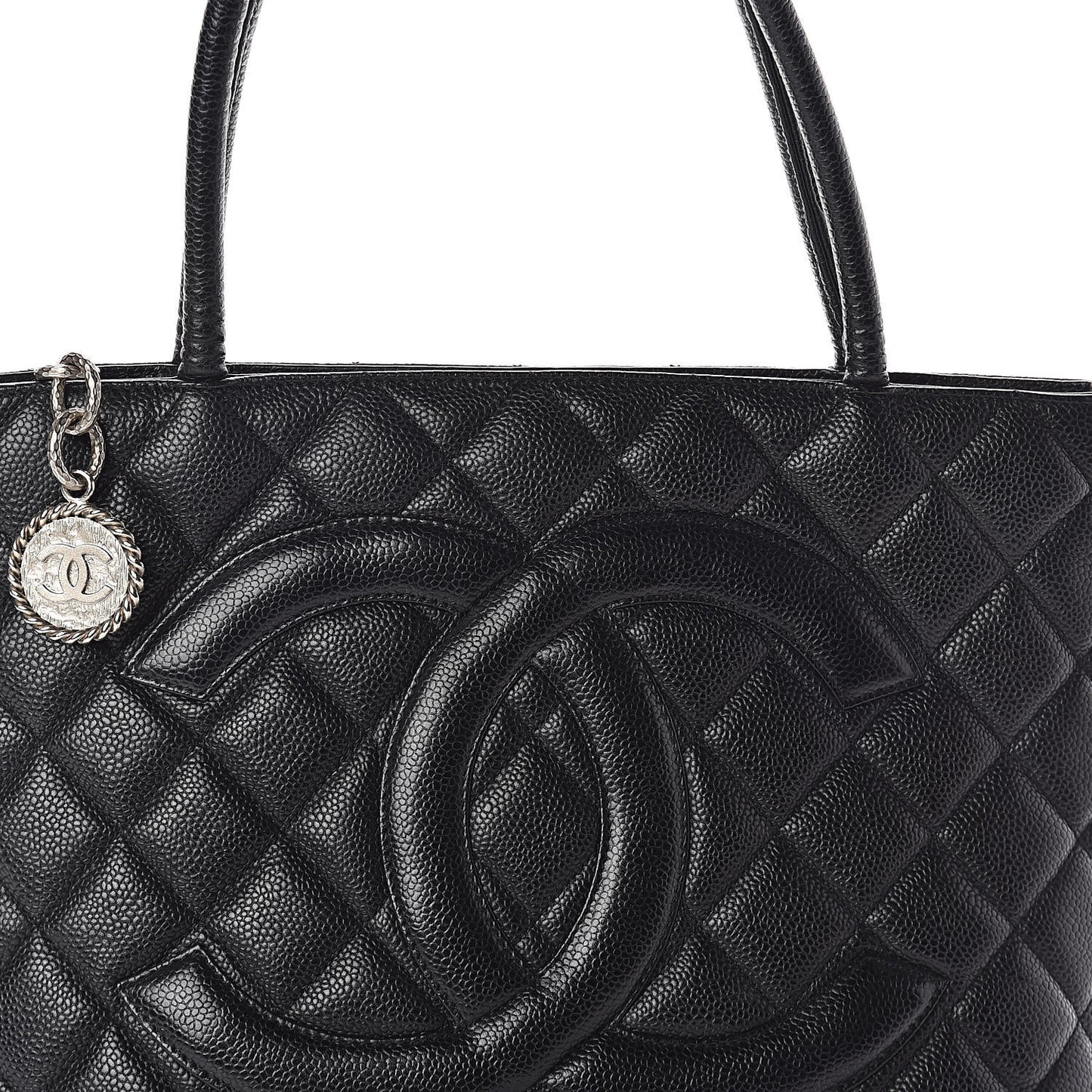 Caviar Quilted Medallion Tote Black