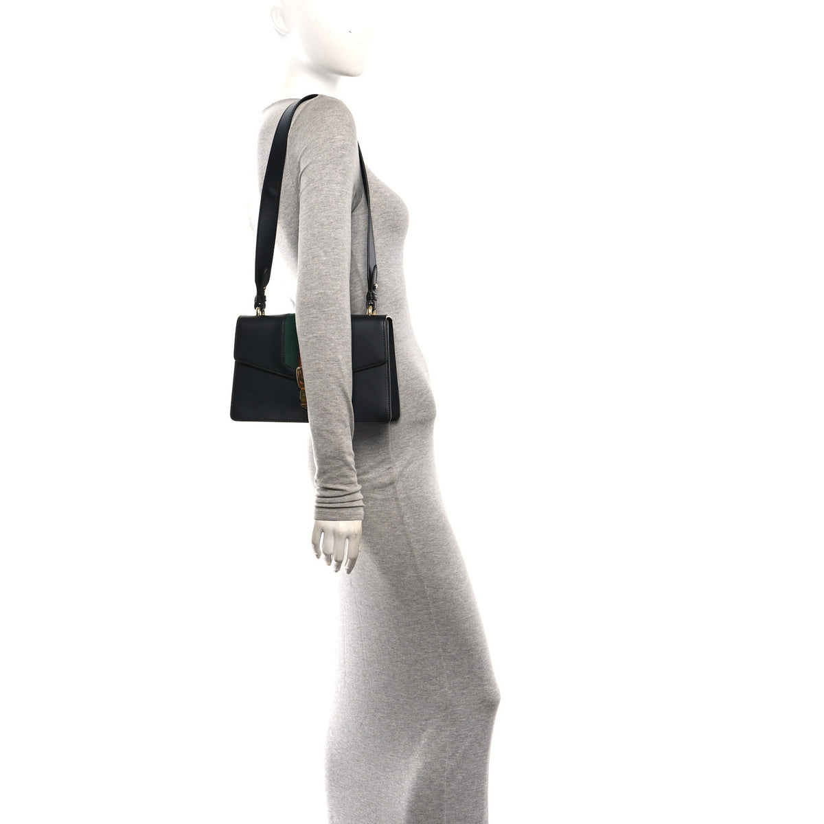 Calfskin Small Sylvie Shoulder Bag Black