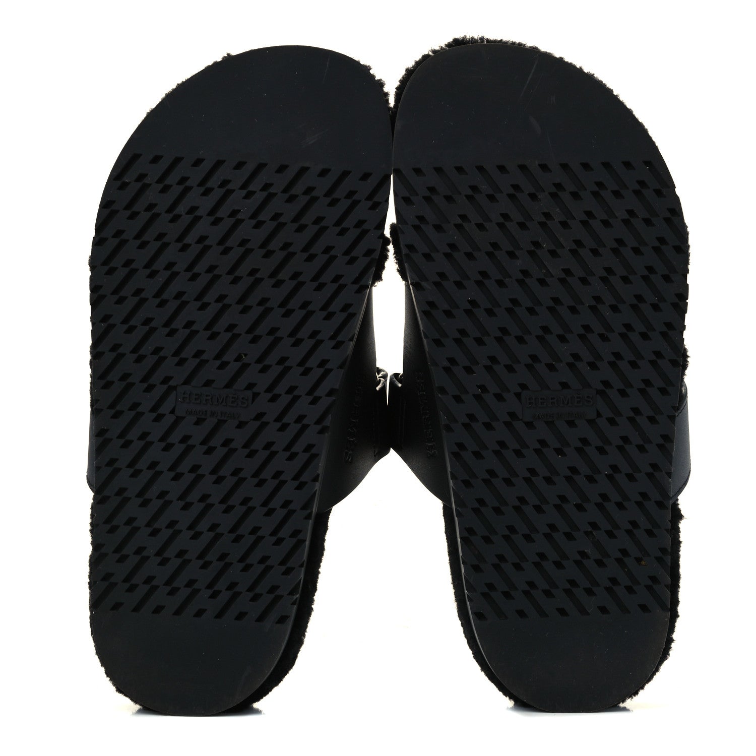 Hermes Calfskin Woolskin Womens Chypre Sandals 37 Black 7 of 12