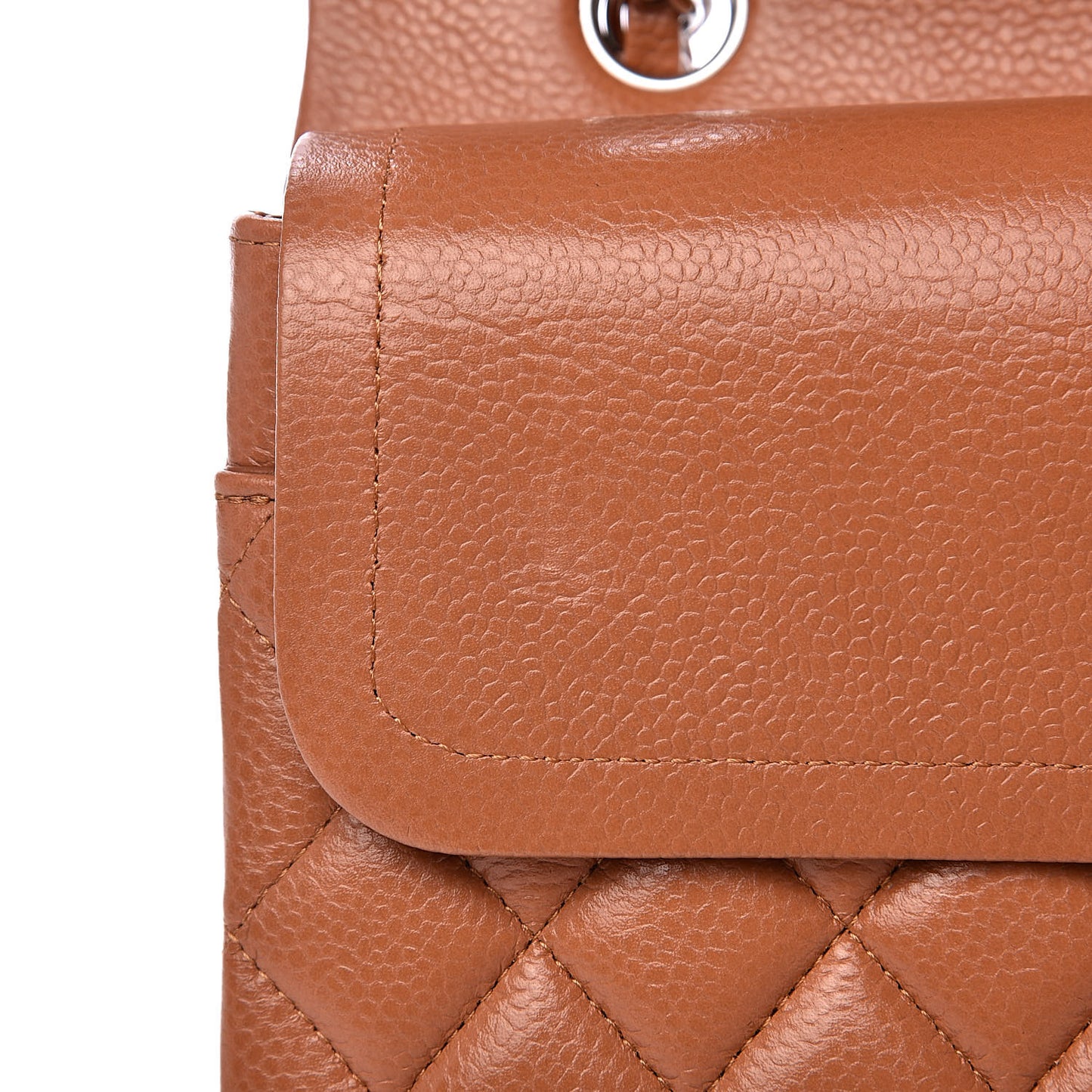 Caviar Quilted Medium Double Flap Dark Beige
