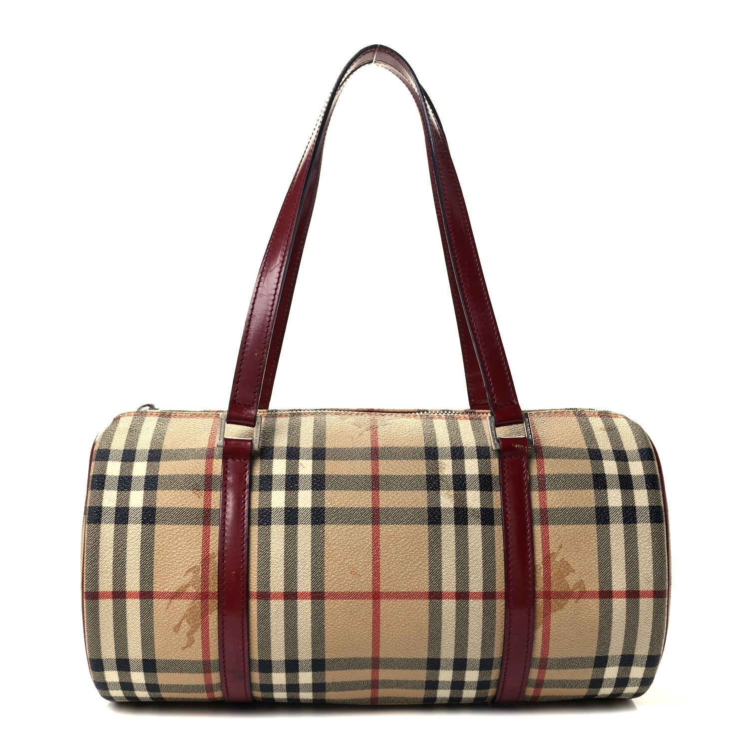 Burberry Haymarket Check Barrel Bag Brown 1 of 10