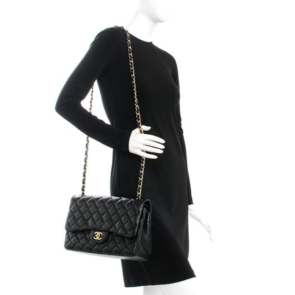 Chanel Lambskin Quilted Jumbo Double Flap Black 2 of 10