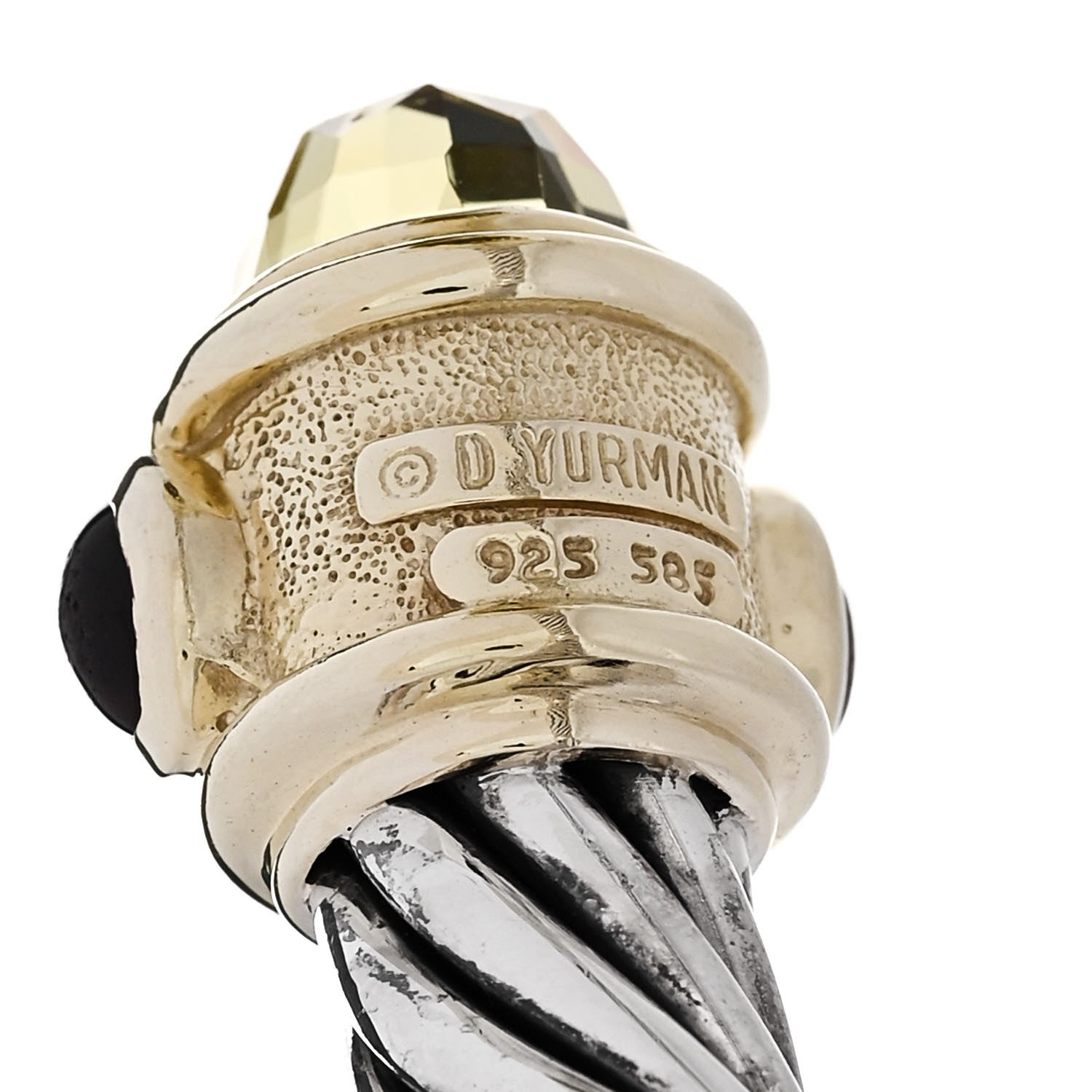 David Yurman Sterling Silver 14K Yellow Gold Citrine Iolite Garnet 10mm Cable Renaissance Bracelet 3 of 3