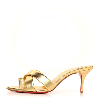 Christian Louboutin Metallic Calfskin Simply Me 70 Slide Sandals 37.5 Gold 1 of 7