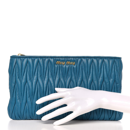 Miu Miu Nappa Matelasse Clutch Laguna 2 of 8