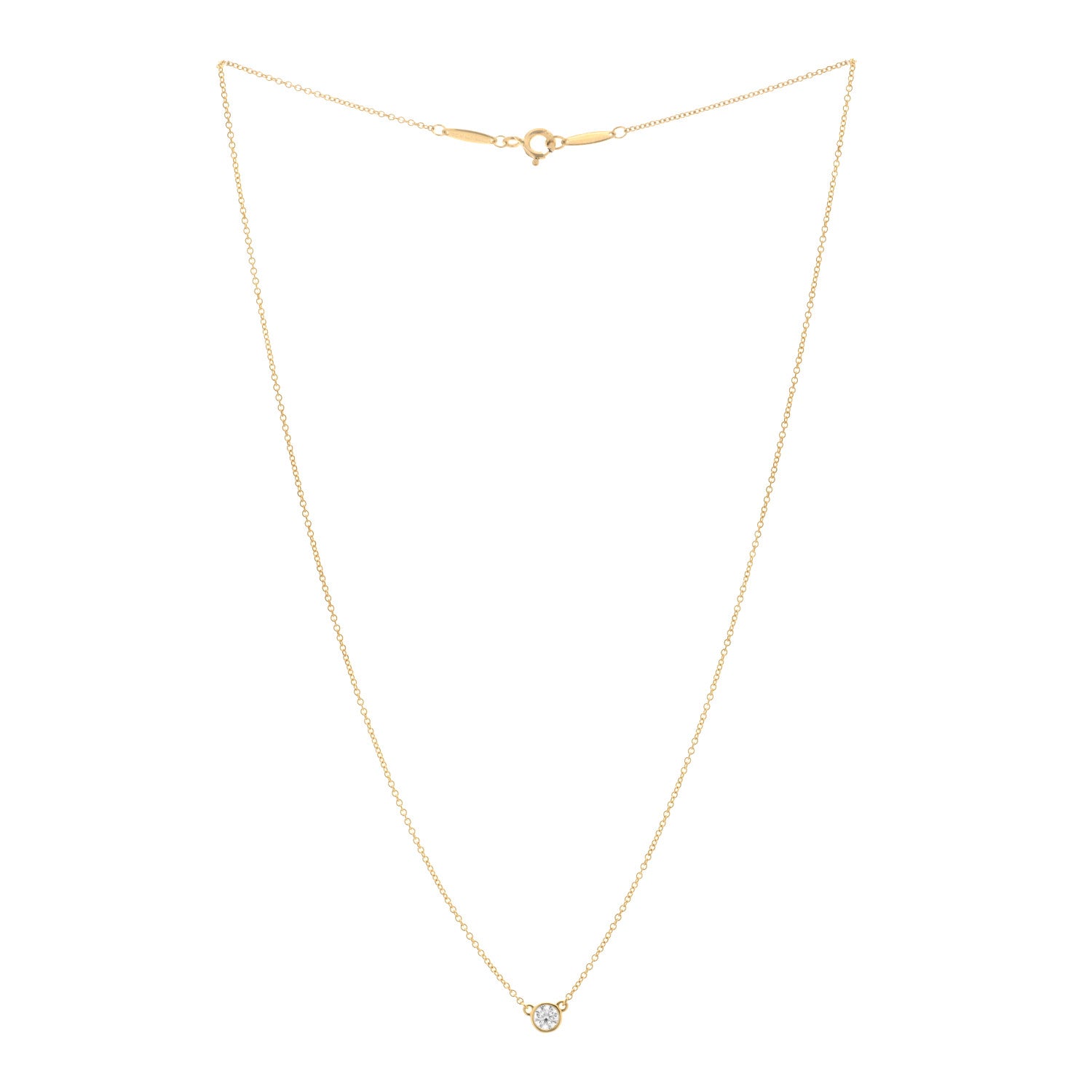 Tiffany 18K Yellow Gold Diamond .17ct Elsa Peretti Diamonds by the Yard Pendant Necklace 2 of 3