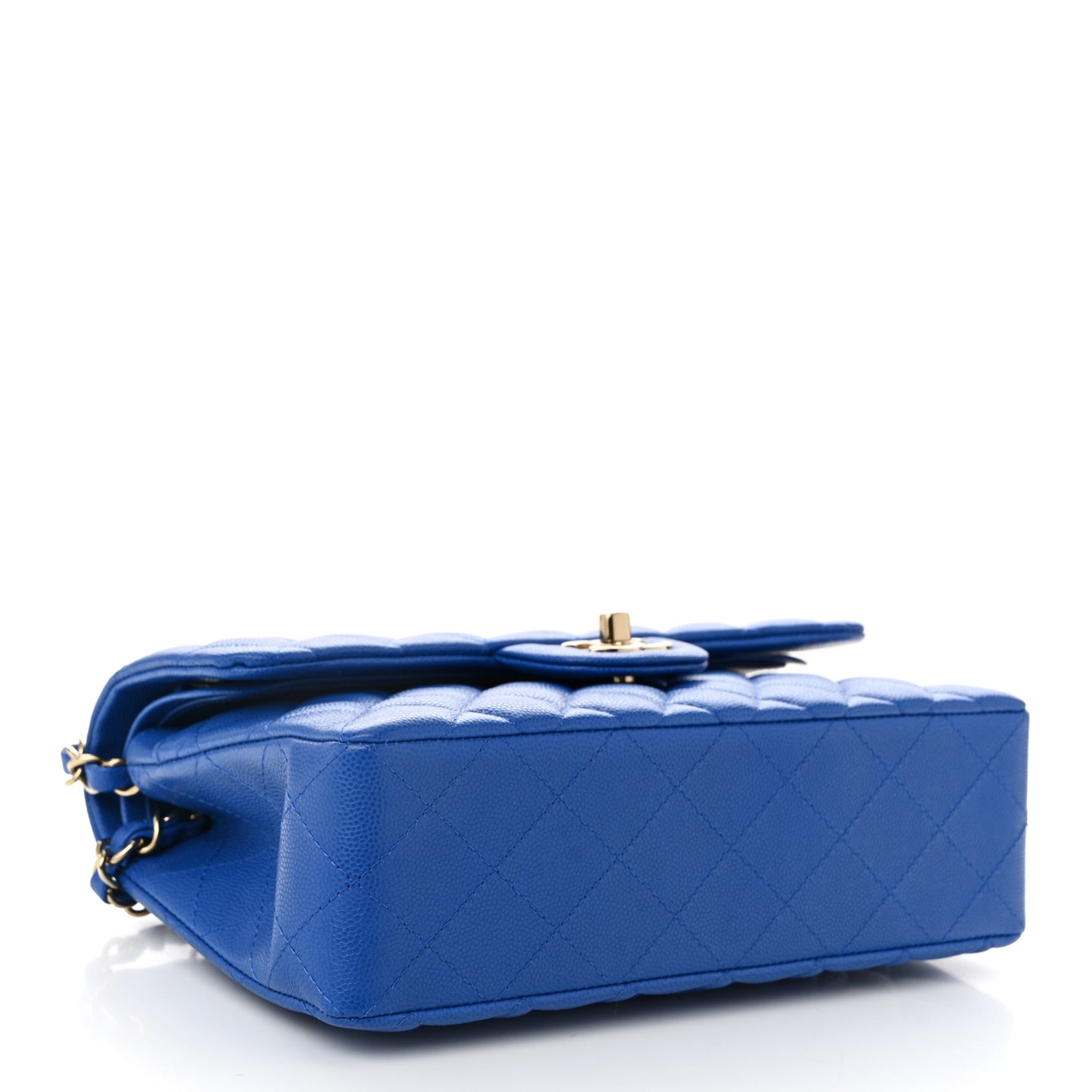 Caviar Quilted Small Double Flap Dark Blue