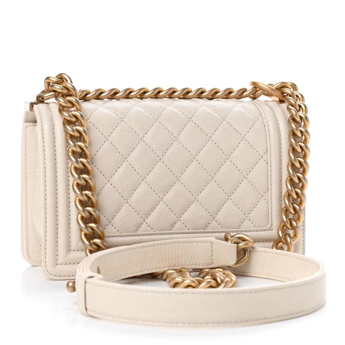 Caviar Quilted Small Boy Flap White