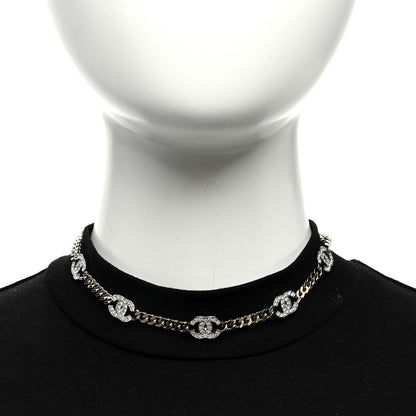 Chanel Crystal Chain CC Link Choker Gold Silver 2 of 5
