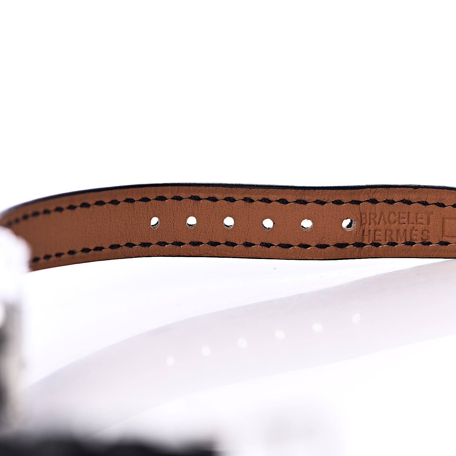 Hermes Stainless Steel Alligator Diamond 17mm Nantucket Jete De Diamants Quartz Watch Noir 8 of 10