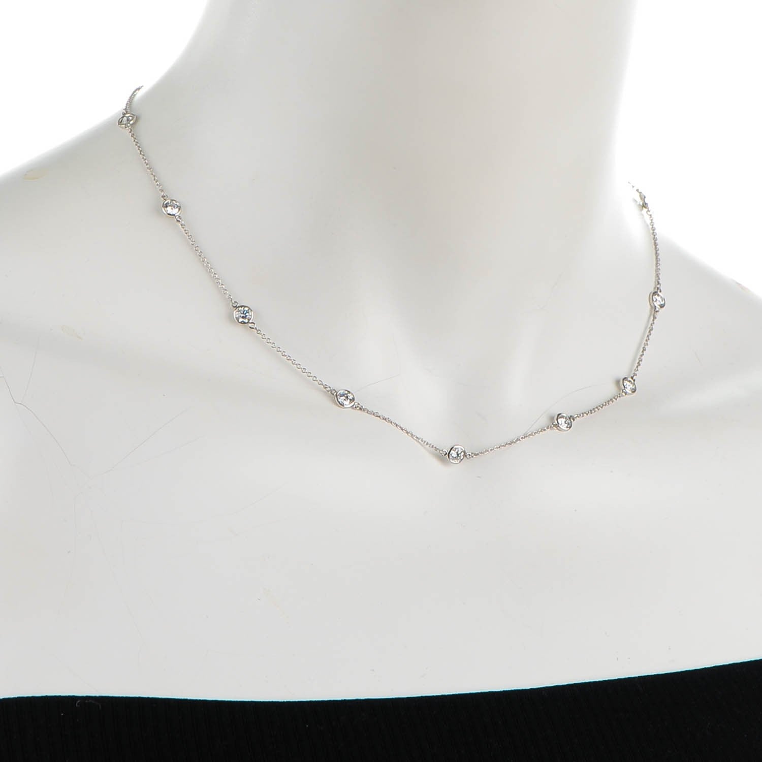 Tiffany Platinum Diamond .33ctw Elsa Peretti Diamonds by the Yard Station Necklace 2 of 6