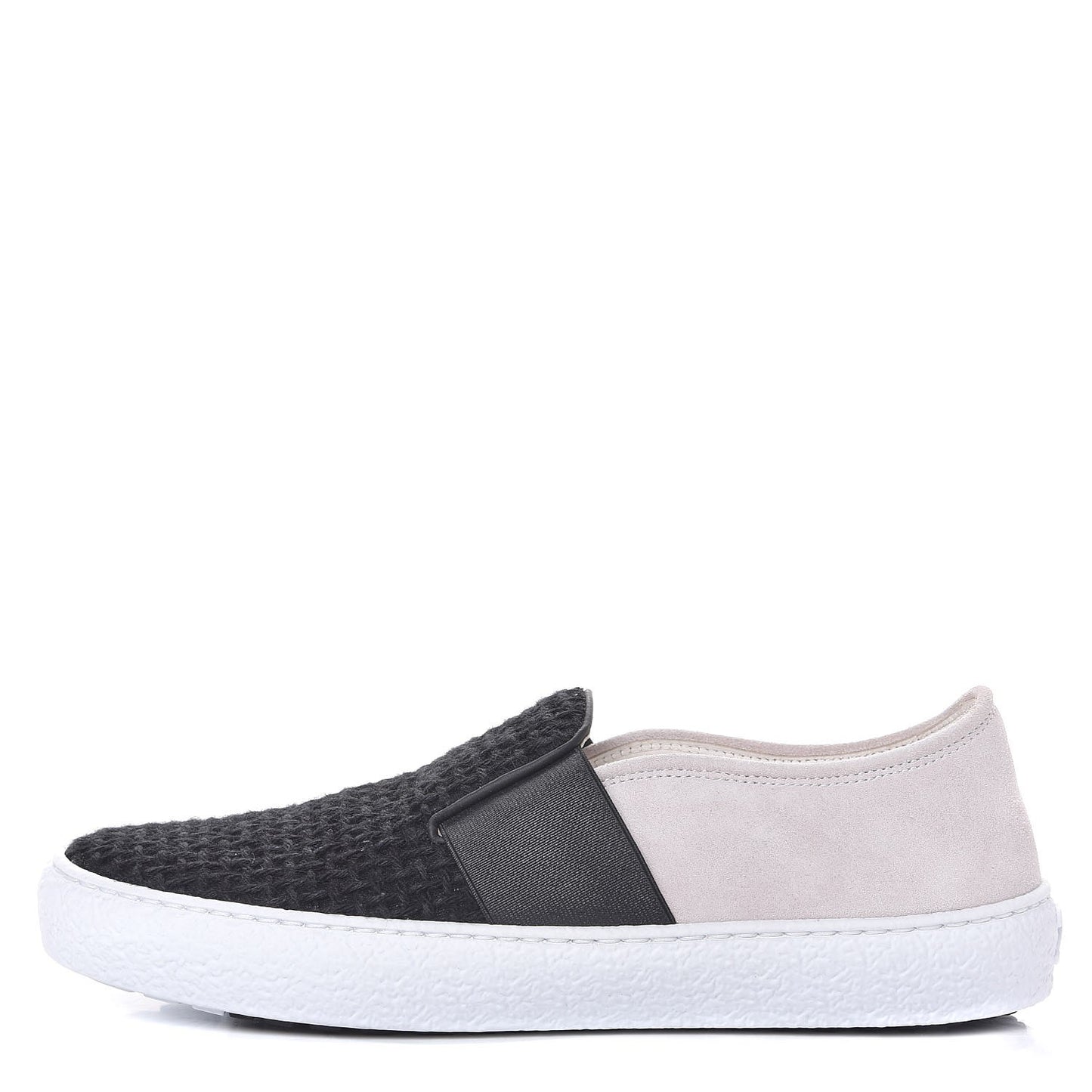 Suede Calfskin Tweed Sneakers 36.5 Black White