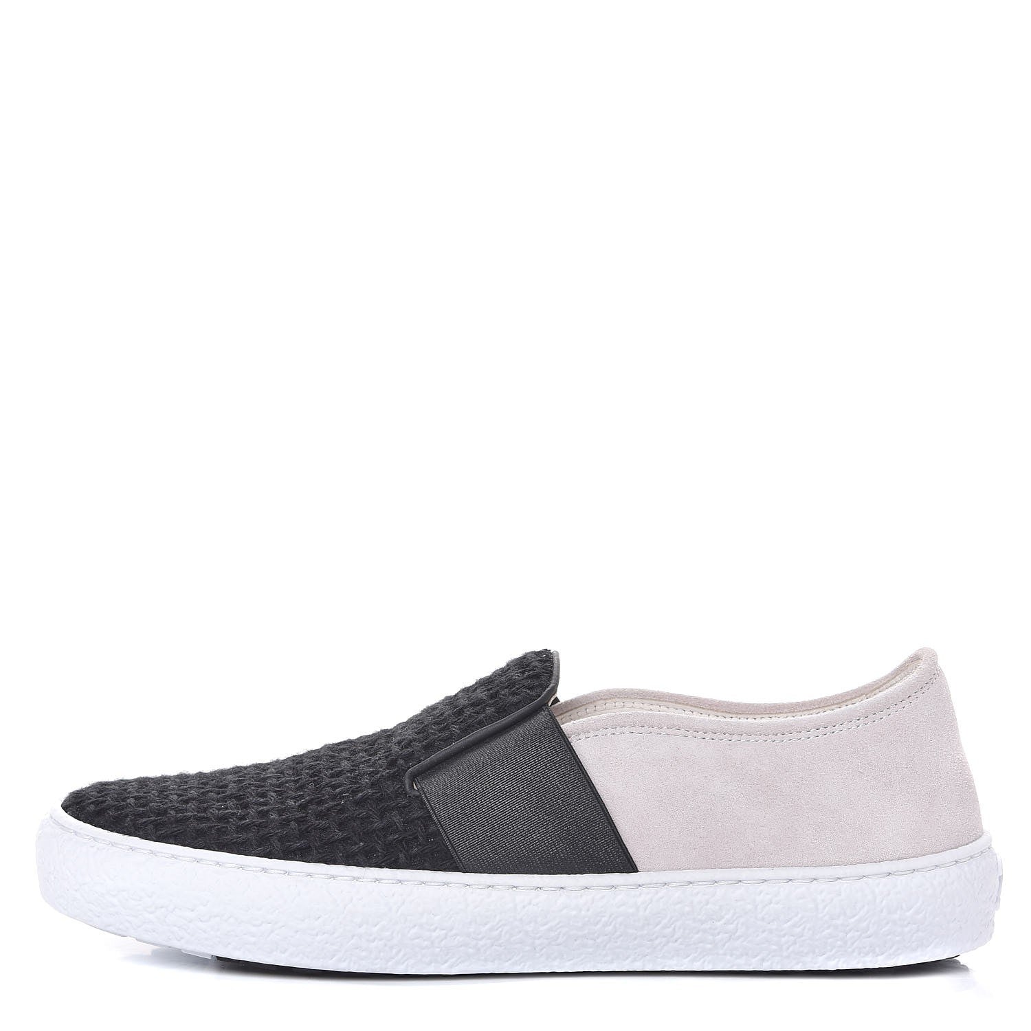 Chanel Suede Calfskin Tweed Sneakers 36.5 Black White 1 of 9