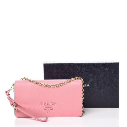 Prada Saffiano Shine Monochrome Chain Wallet Petalo 10 of 10