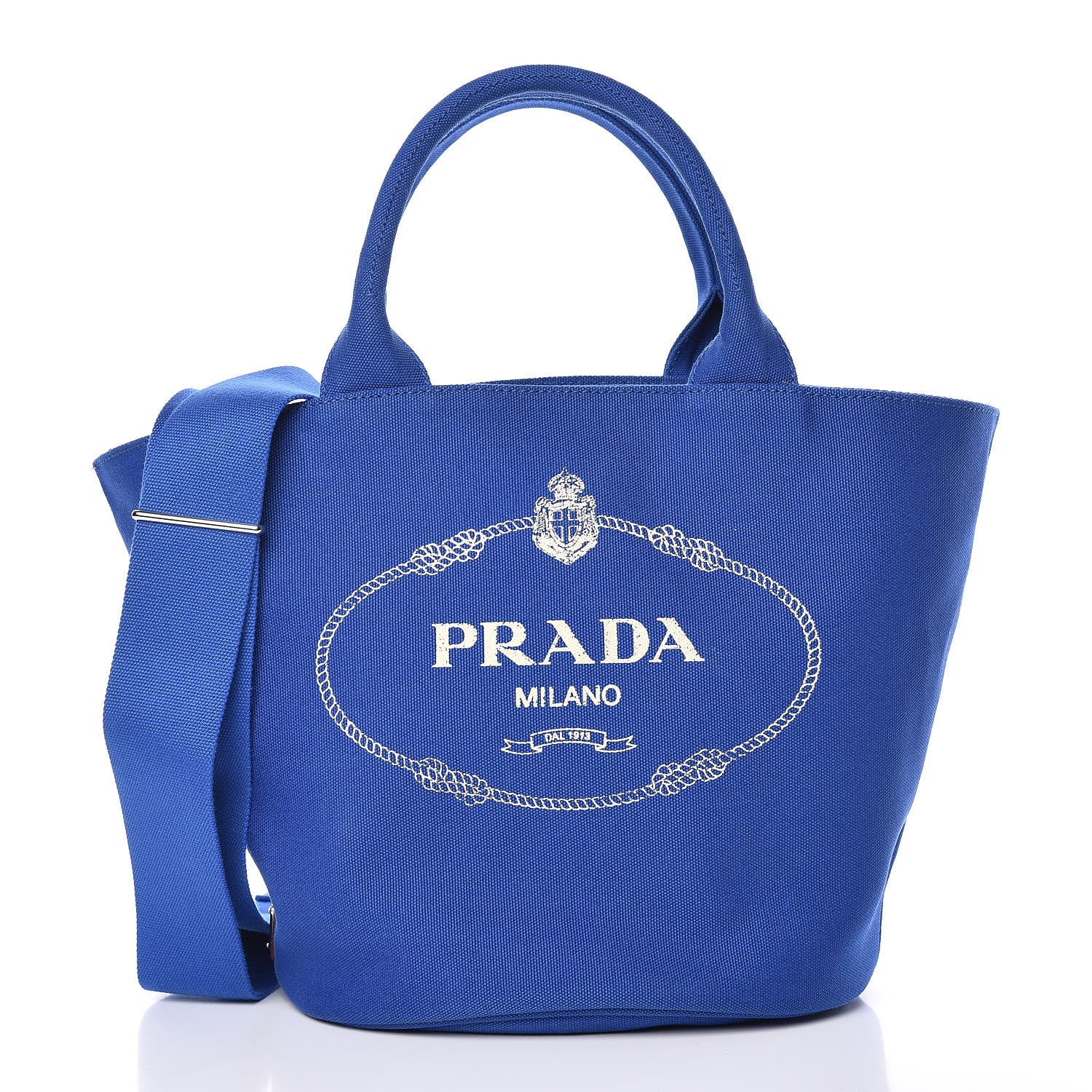 Prada Canapa Small Shopping Tote Cobalto 9 of 14
