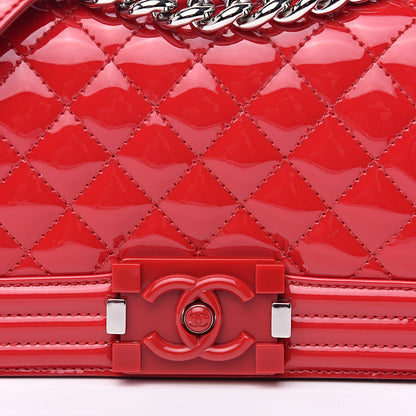 Chanel Patent Calfskin Quilted Small Plexiglass Boy Flap Red 11 of 11