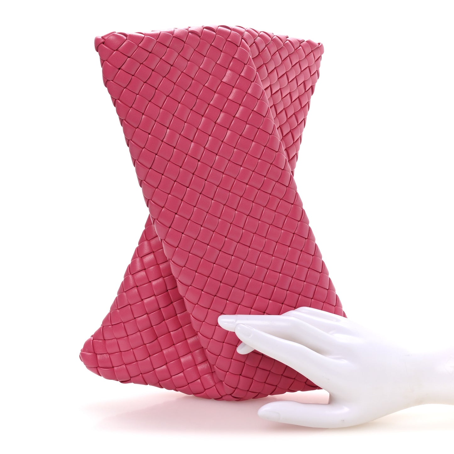 Nappa Intrecciato Crisscross Clutch Rosa Shock