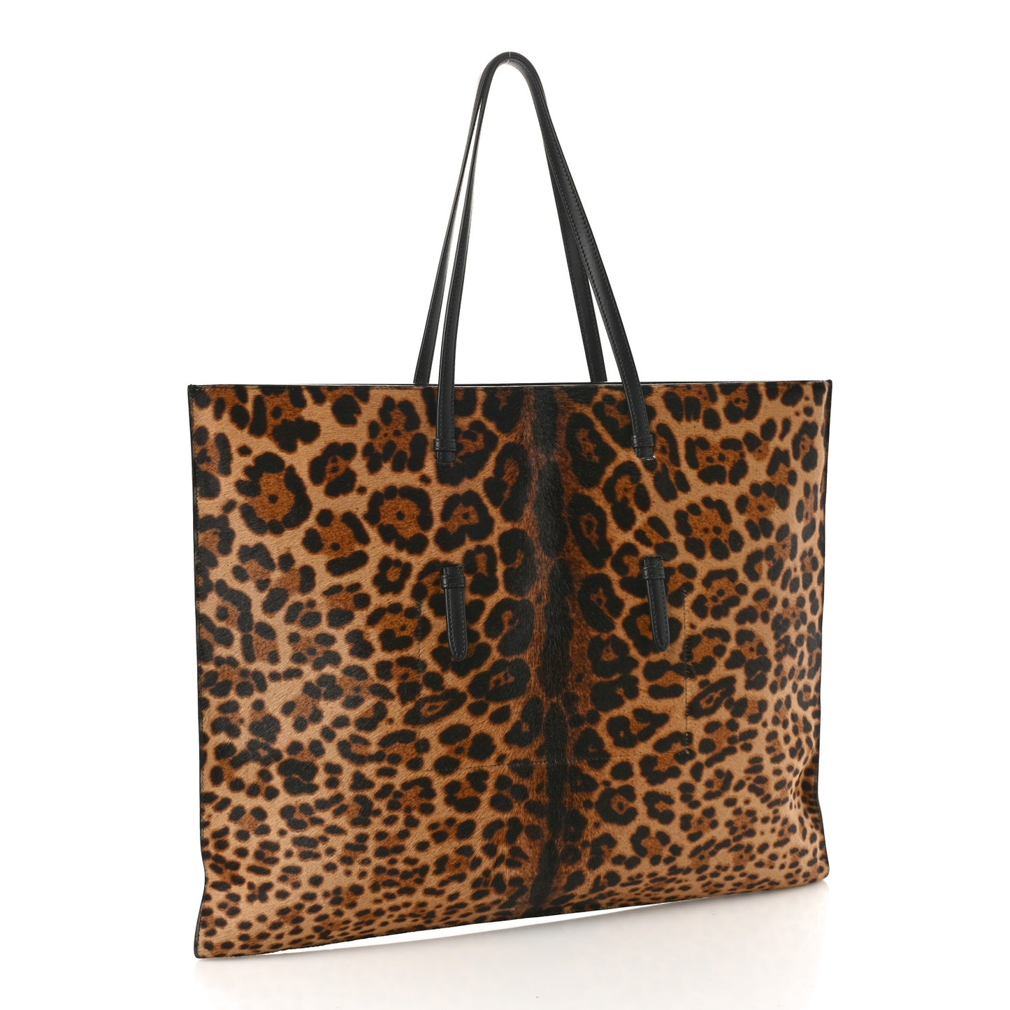 Calf Hair Leopard Print Large Flat Mina Tote Brun Sepia
