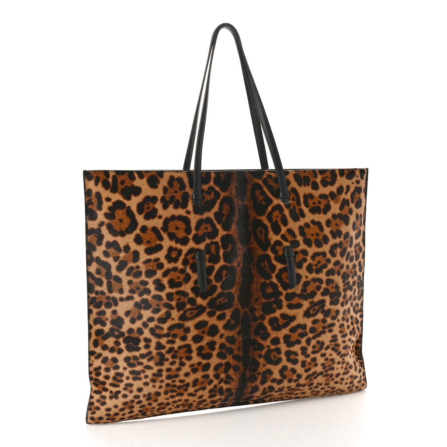 Alaia Calf Hair Leopard Print Large Flat Mina Tote Brun Sepia 2 of 9