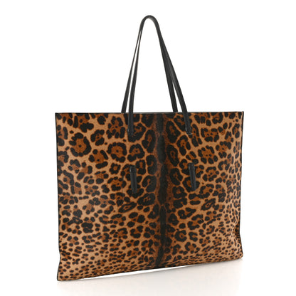 Alaia Calf Hair Leopard Print Large Flat Mina Tote Brun Sepia 2 of 9