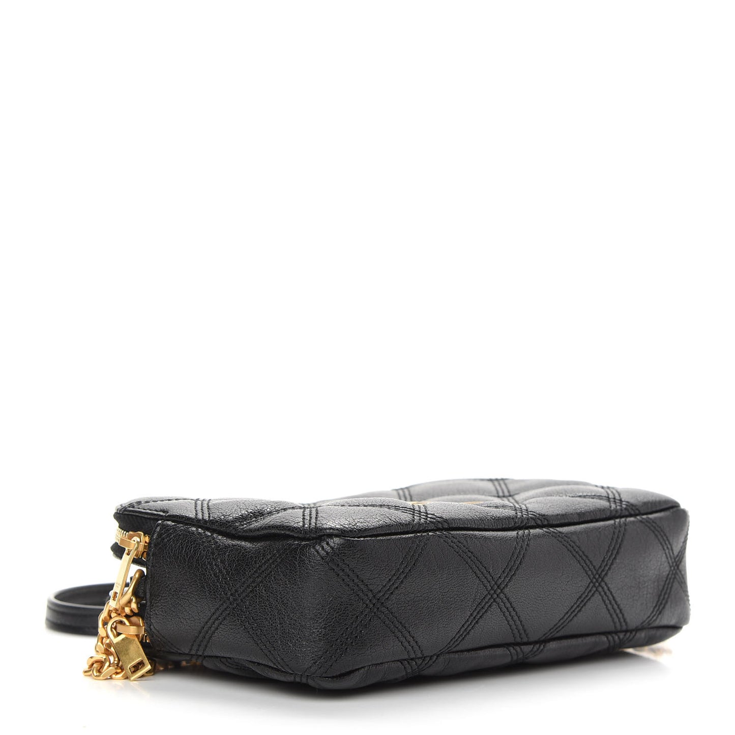 Grained Lambskin Quilted Mini Becky Double Zip Bag Black