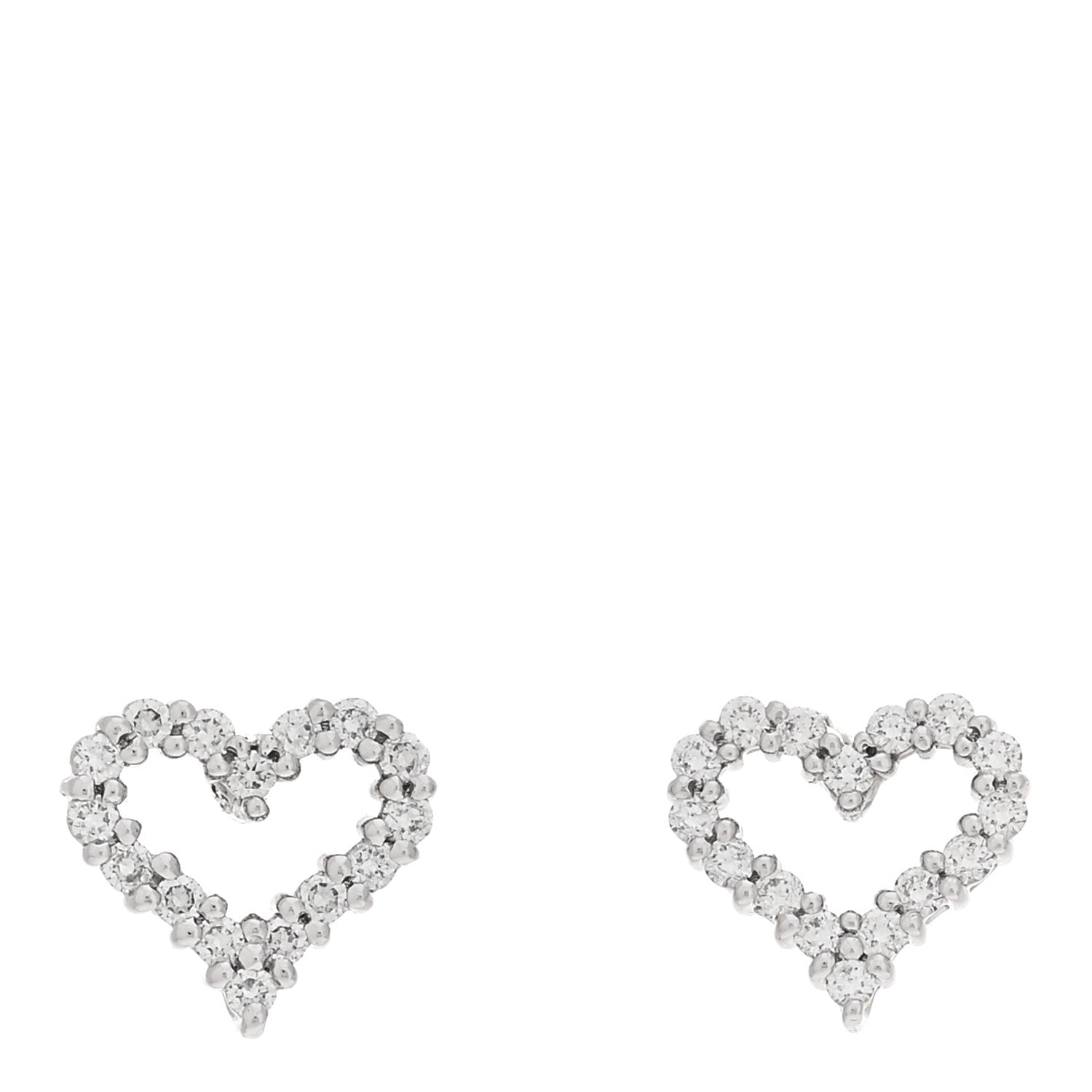 Tiffany Platinum Diamond Extra Mini Heart Earrings 1 of 5