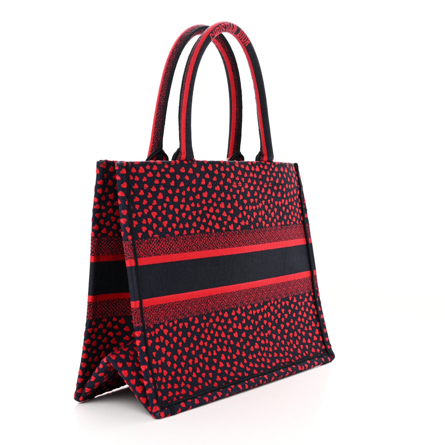 Christian Dior Canvas Embroidered Pop Heart I Love Paris Medium Book Tote Red Multicolor 3 of 11