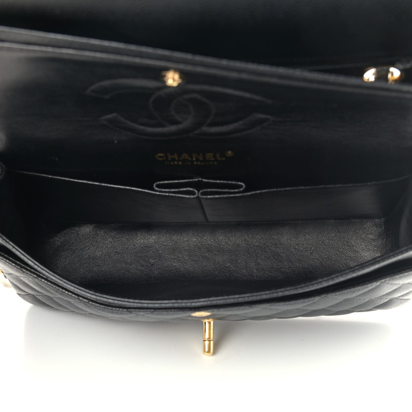 Caviar Quilted Medium Double Flap Black