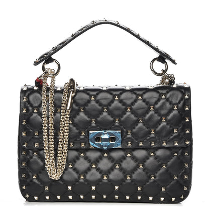 Valentino Garavani Lambskin Medium Rockstud Spike Shoulder Bag Black 1 of 7