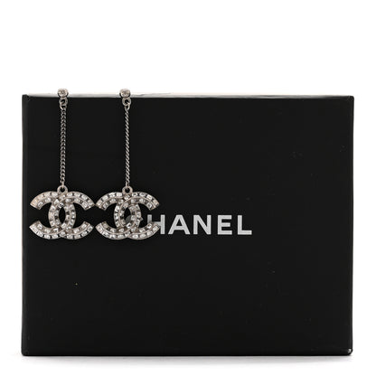 Chanel Baguette Crystal CC Drop Earrings Silver 5 of 5
