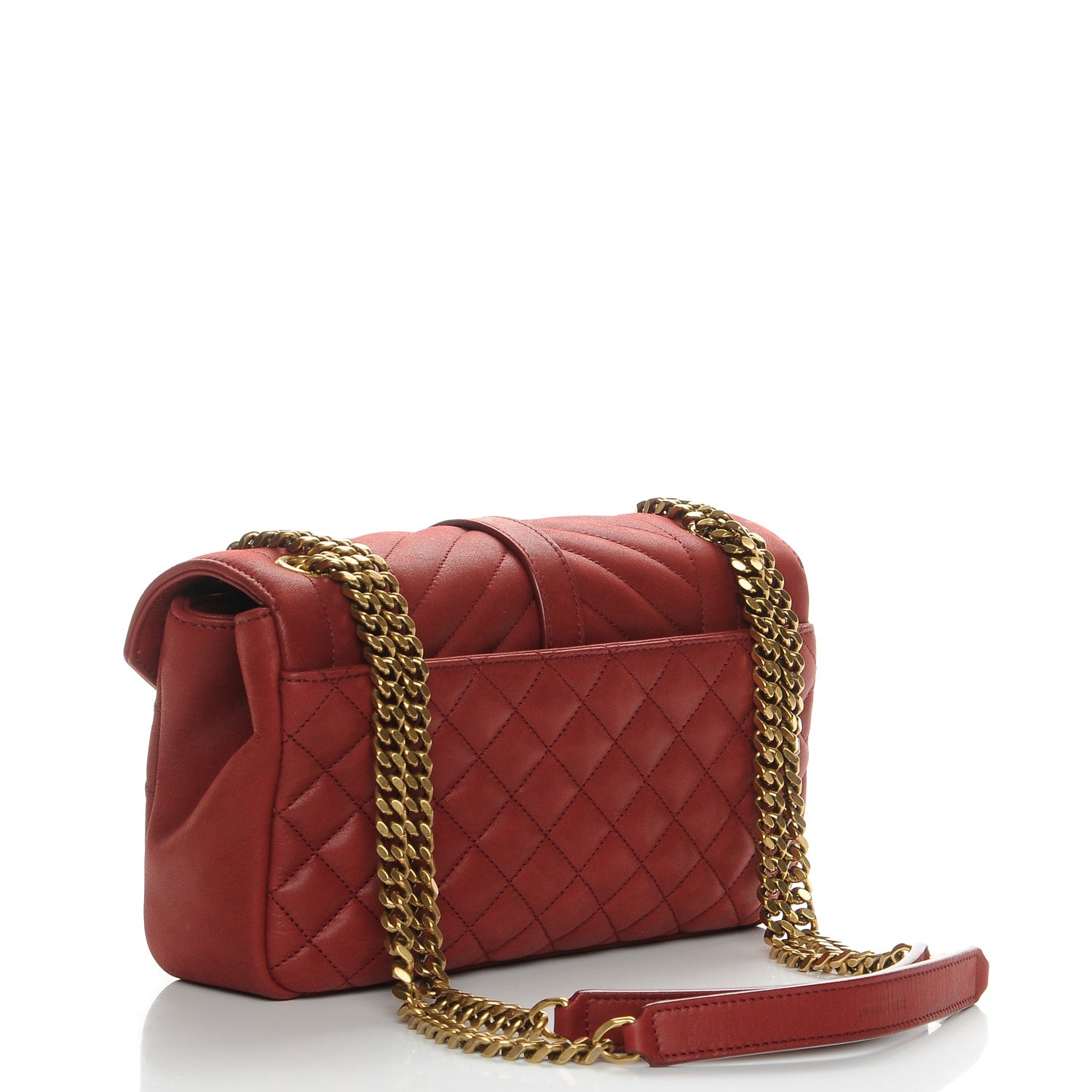 Saint Laurent Sheepskin Tri-Quilt Monogram Medium Soft Envelope Bag Red 2 of 9