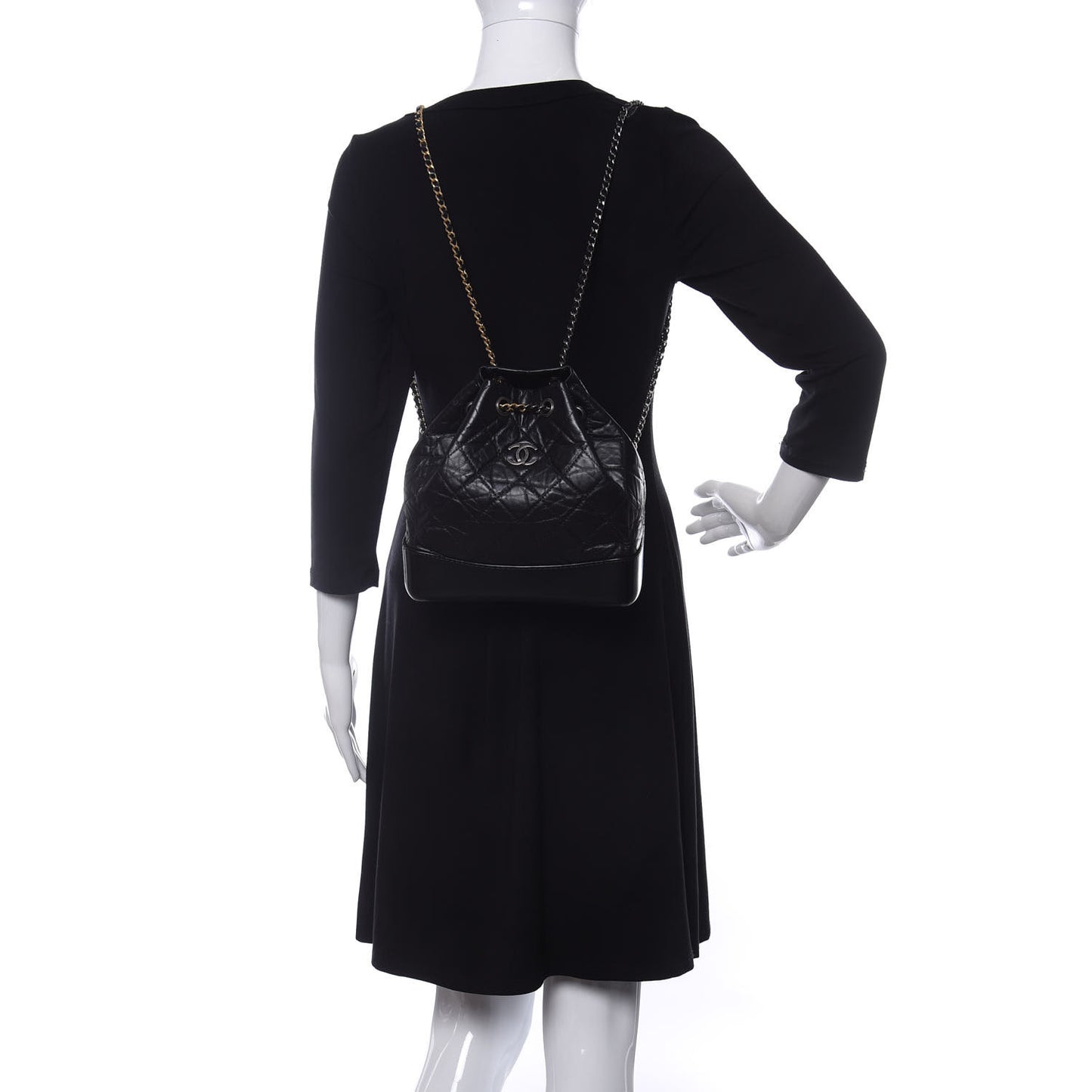 Aged Calfskin Quilted Small Gabrielle Backpack Black