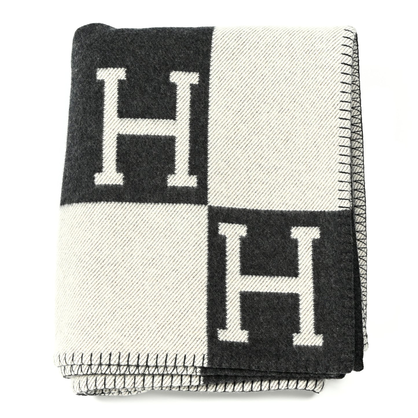 Wool Cashmere Avalon III Blanket Ecru Black