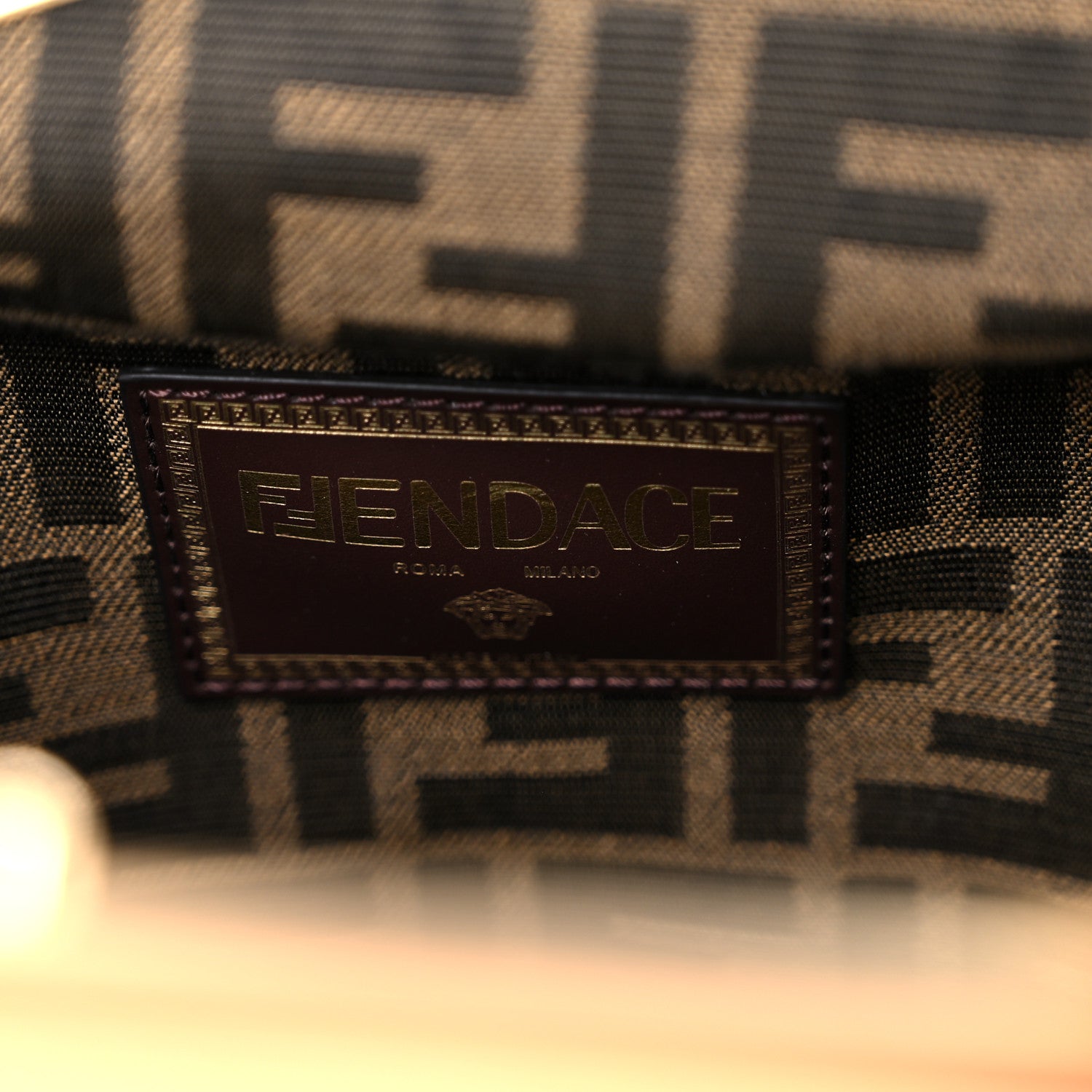 Fendi X VERSACE Vitello Laminato Catalan Mirror Fendace FF Medium Fendi First Oro 6 of 8