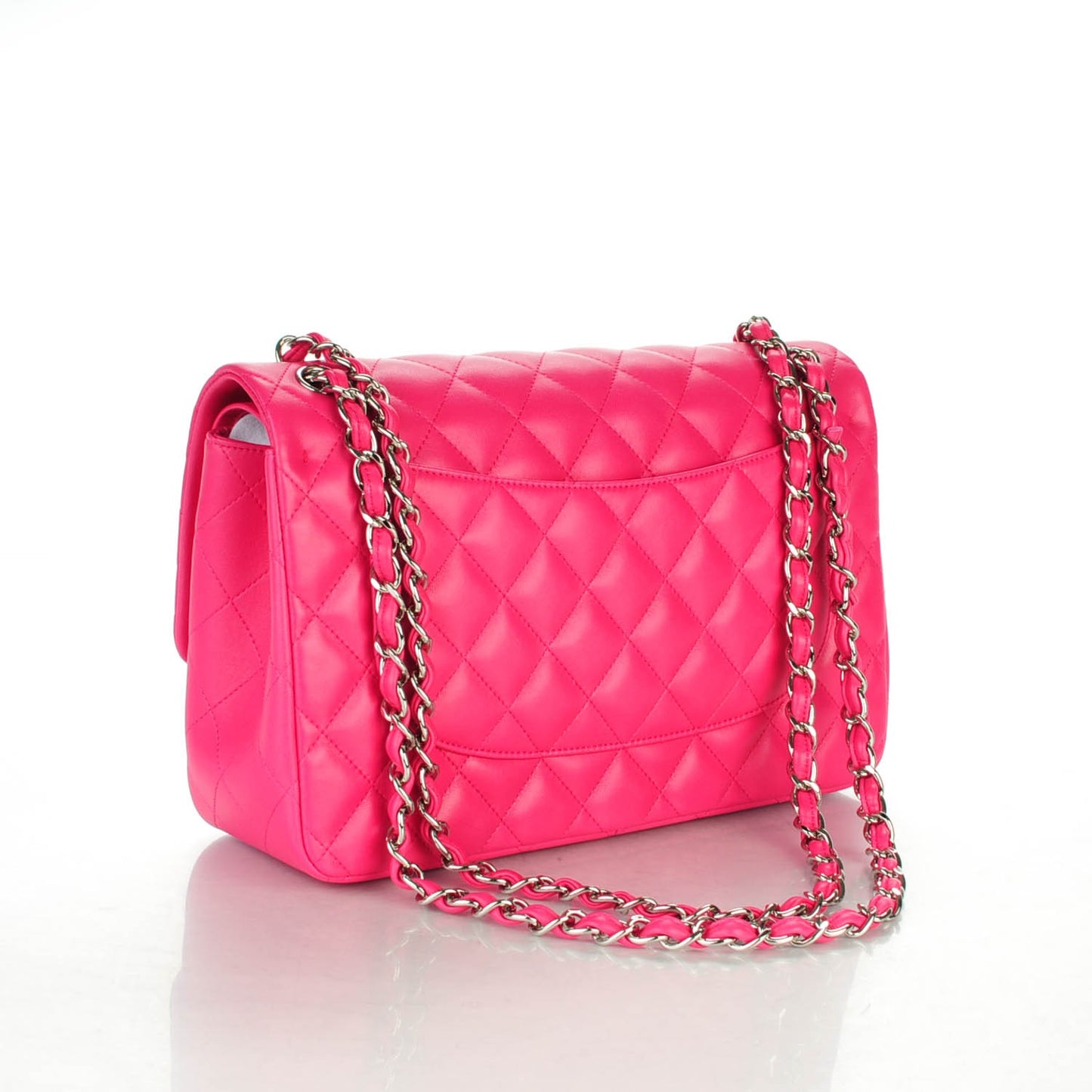 Lambskin Quilted Jumbo Double Flap Dark Pink