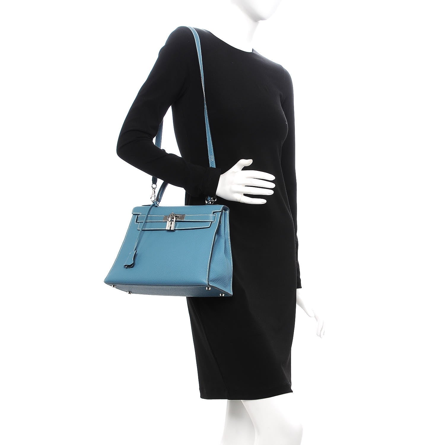 Hermes Togo Sellier Kelly 28 Blue Jean 2 of 37