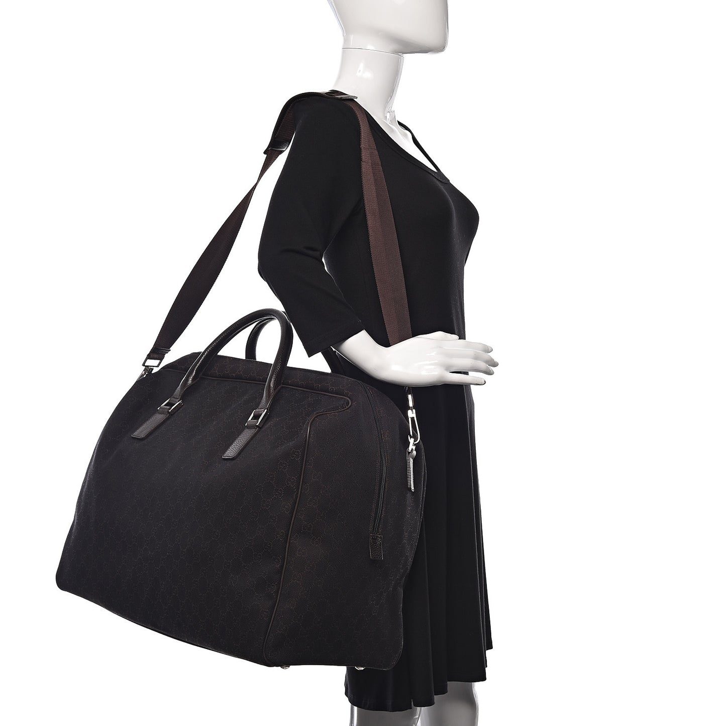 Denim Monogram Large Carry On Duffle Dark Brown