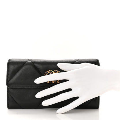 Chanel Shiny Goatskin Quilted Chanel 19 Flap Wallet Black 2 of 13