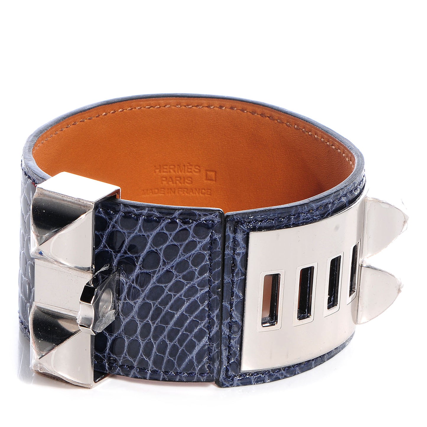 Shiny Alligator Collier De Chien CDC Bracelet Small Bleu Abysse