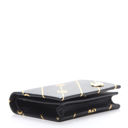 Gucci Calfskin Diagonal GG Card Case Black Gold 4 of 8