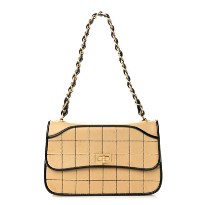Chanel Lambskin Reissue Chocolate Bar Flap Beige Black 1 of 23