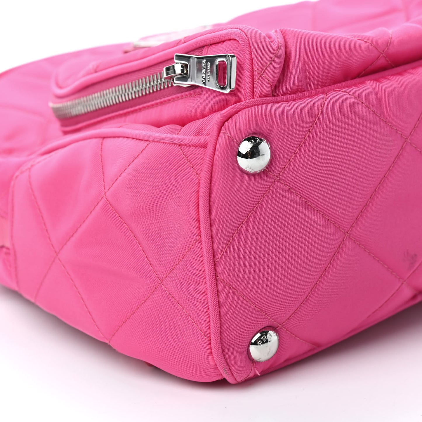 Nylon Tessuto Impuntu Quilted Backpack Fuxia