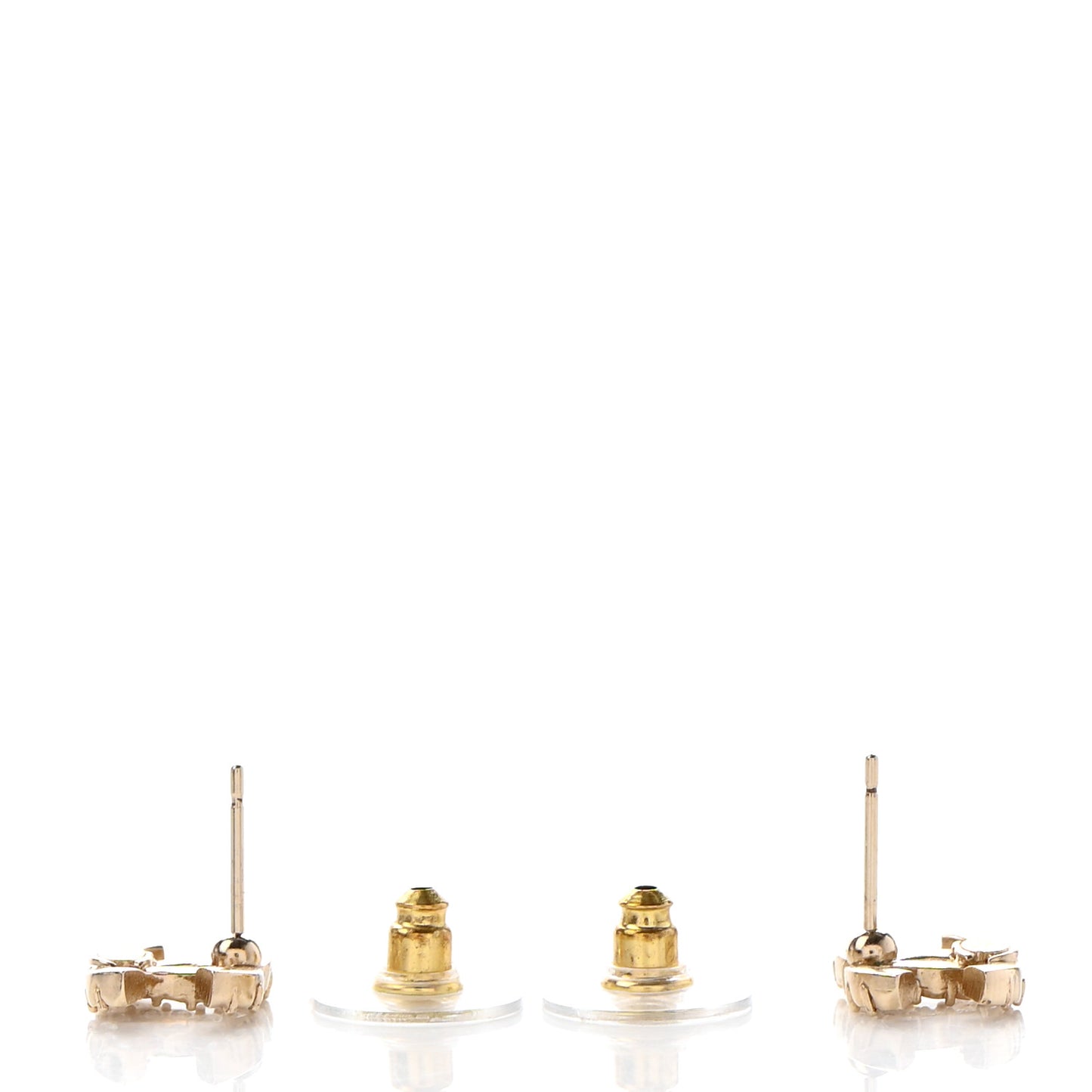 Crystal Studded CC Earrings Gold