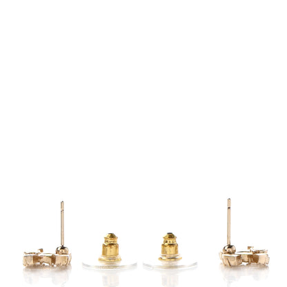 Chanel Crystal Studded CC Earrings Gold 3 of 4